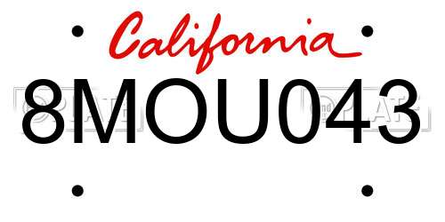 8MOU043 California License Plate