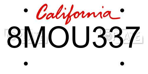 8MOU337 California License Plate