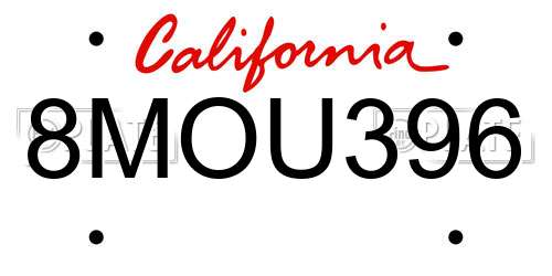 8MOU396 California License Plate