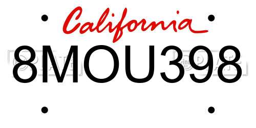 8MOU398 California License Plate