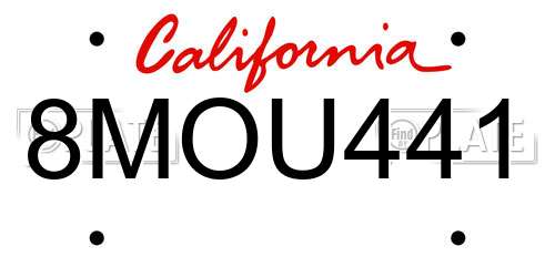 8MOU441 California License Plate