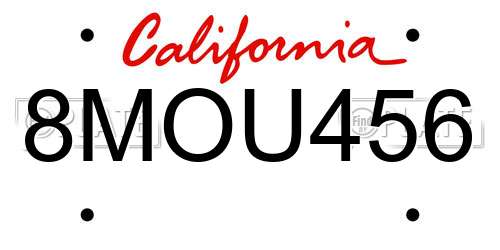 8MOU456 California License Plate