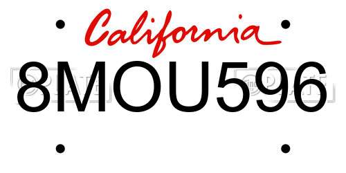 8MOU596 California License Plate