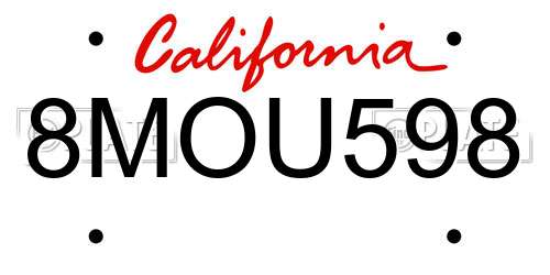 8MOU598 California License Plate