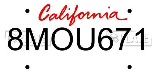 8MOU671 California License Plate