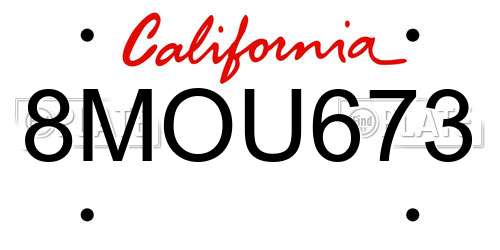 8MOU673 California License Plate