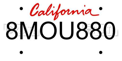 8MOU880 California License Plate