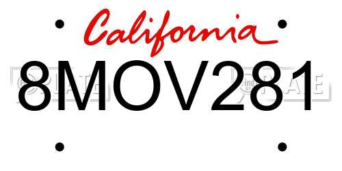8MOV281 California License Plate
