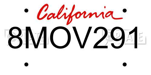 8MOV291 California License Plate