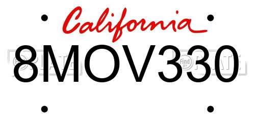 8MOV330 California License Plate