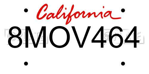 8MOV464 California License Plate