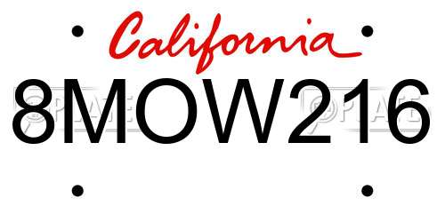 8MOW216 California License Plate