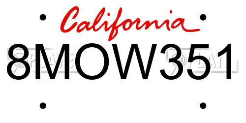 8MOW351 California License Plate