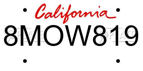 8MOW819 California License Plate