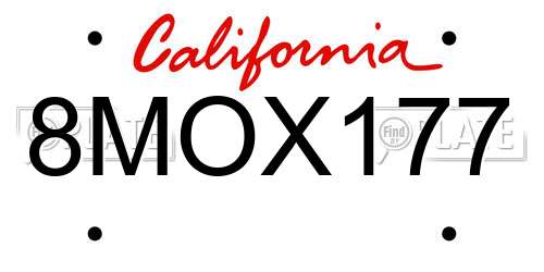 8MOX177 California License Plate