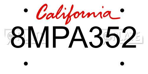 8MPA352 California License Plate