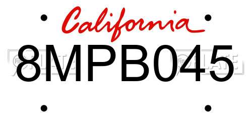 8MPB045 California License Plate