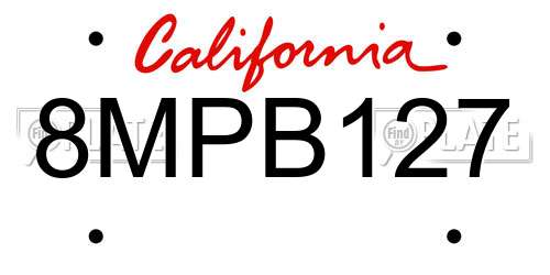 8MPB127 California License Plate