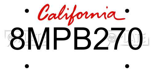 8MPB270 California License Plate