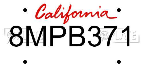 8MPB371 California License Plate