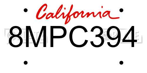 8MPC394 California License Plate