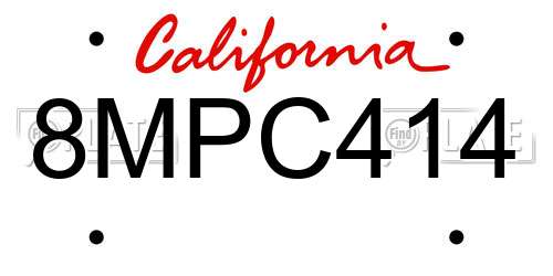 8MPC414 California License Plate