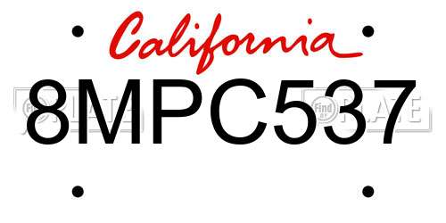 8MPC537 California License Plate