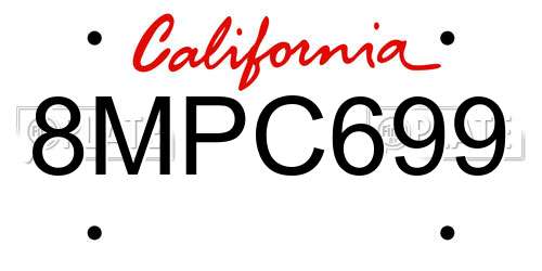 8MPC699 California License Plate
