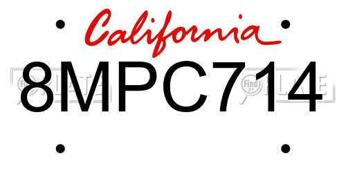 8MPC714 California License Plate