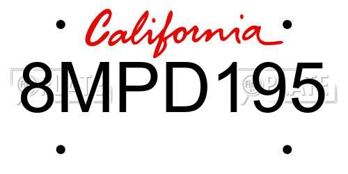 8MPD195 California License Plate