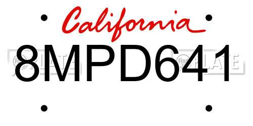 8MPD641 California License Plate