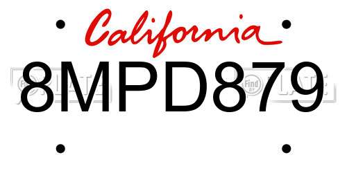 8MPD879 California License Plate