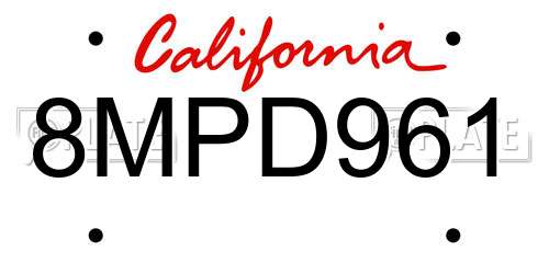 8MPD961 California License Plate