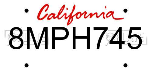 8MPH745 California License Plate