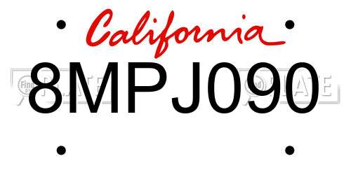 8MPJ090 California License Plate
