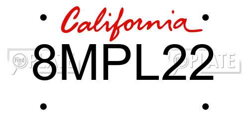 8MPL22 California License Plate