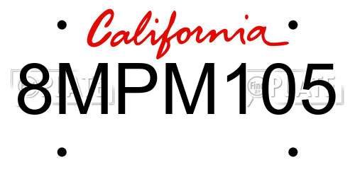 8MPM105 California License Plate