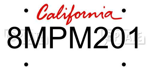 8MPM201 California License Plate