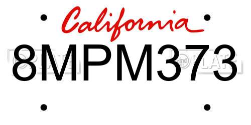 8MPM373 California License Plate