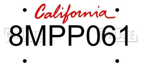 8MPP061 California License Plate