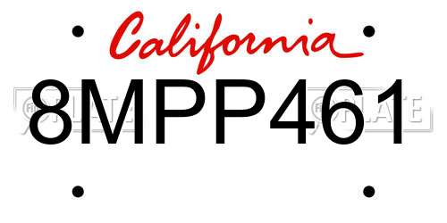 8MPP461 California License Plate