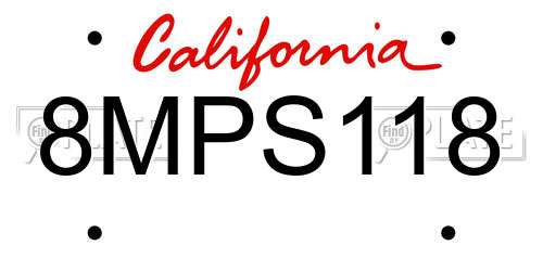 8MPS118 California License Plate