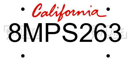 8MPS263 California License Plate