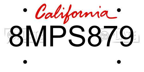 8MPS879 California License Plate