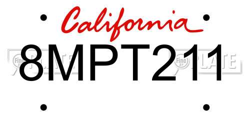 8MPT211 California License Plate
