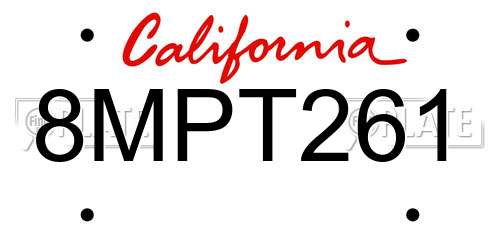 8MPT261 California License Plate
