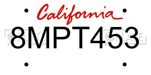 8MPT453 California License Plate