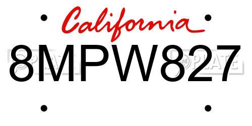 8MPW827 California License Plate