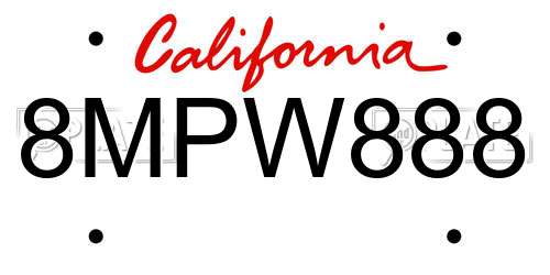 8MPW888 California License Plate