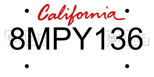 8MPY136 California License Plate